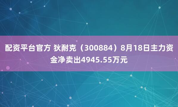 配资平台官方 狄耐克（300884）8月18日主力资金净卖出4945.55万元